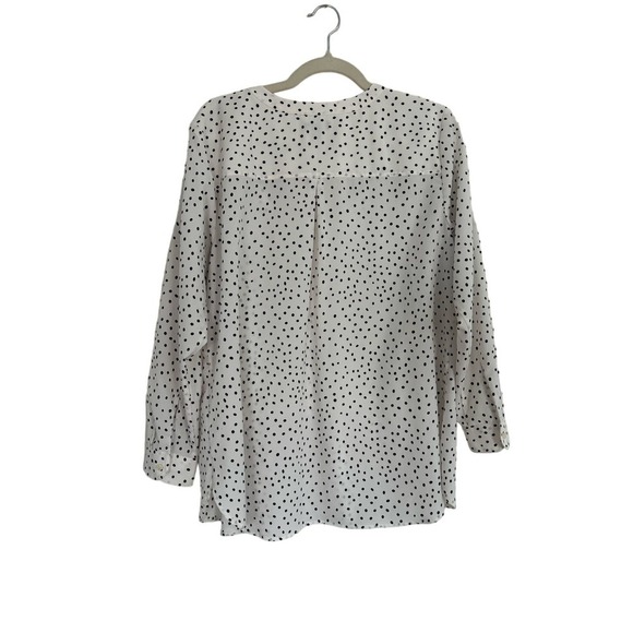 Talbots White Button Up Blouse with Polka Dots Size 1X Petite - Picture 2 of 5